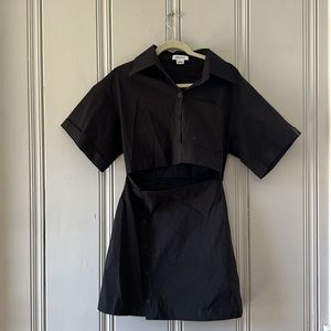 Button Down A-Line Shirt Collar Dress